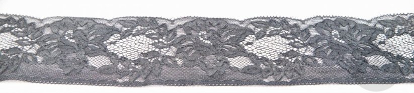 Silonová krajka -  tmavě šedá - šířka 6,6 cm