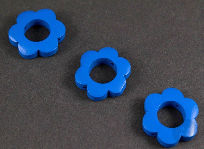 Wooden pacifier bead - flower - blue - diameter 2.5 cm