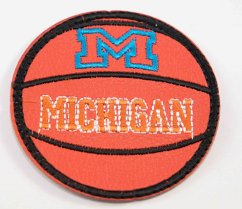 Iron-on patch - MICHIGAN basketball - diameter 5.5 cm - orange