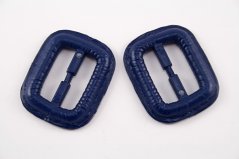 Plastic clothing buckle - dark blue - pulling hole width 2,5 cm - dimensions 3,8 cm x 3,2 cm