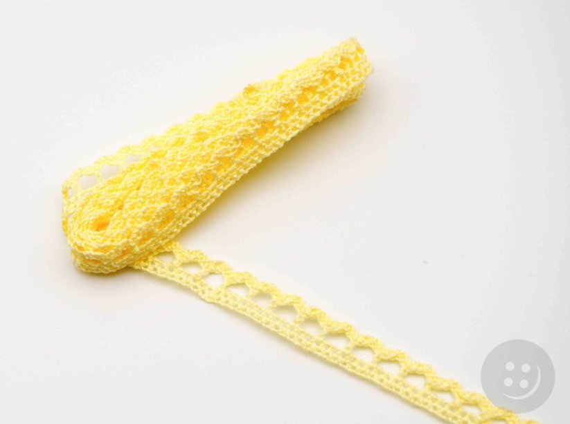 Bavlněná paličkovaná krajka - s obloučky - světle žlutá - šířka 0,9 cm