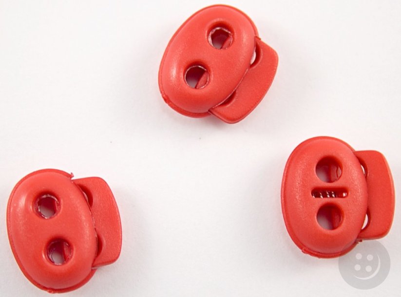 Plastic flat cord lock - red - pulling hole diameter 0.4 cm