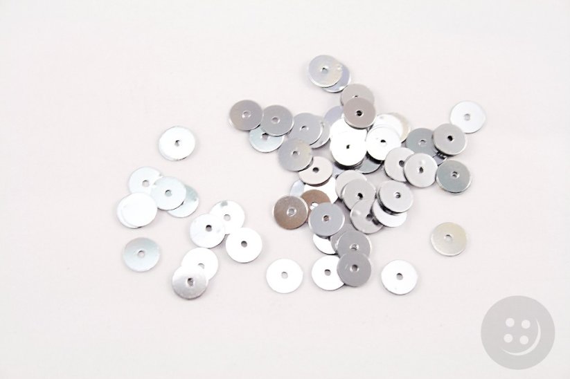 Sew-on sequins - silver - diameter 0,8 cm - 150 pcs