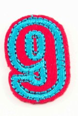 Iron-on patch - Number 9 - dimensions 3 cm x 1,8 cm