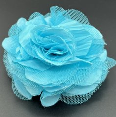 Floral brooch with tulle - turquoise