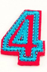 Iron-on patch - Number 4 - dimensions 3 cm x 1,8 cm