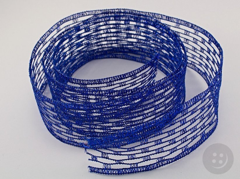Decorative mesh ribbon - blue - width 5.2 cm
