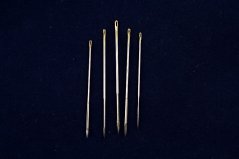 Jehly na ruční šití kůže - 5 ks - délka 3,9 cm - 4,3 cm