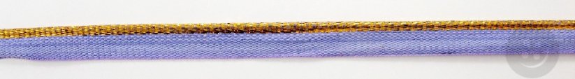 Bavlněný výpustek - zlatá/fialová - šířka 1 cm