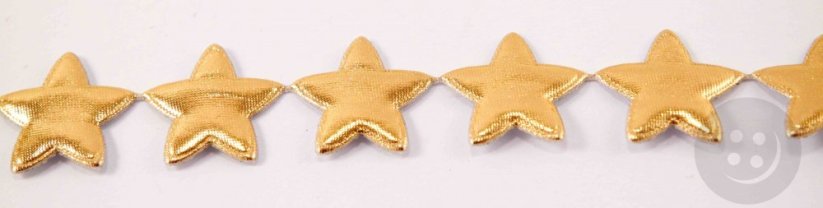 Saténové hviezdičky v metráži - zlatá - šírka 2,5 cm