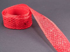 Ribbon with red edge - red - width 2,5 cm