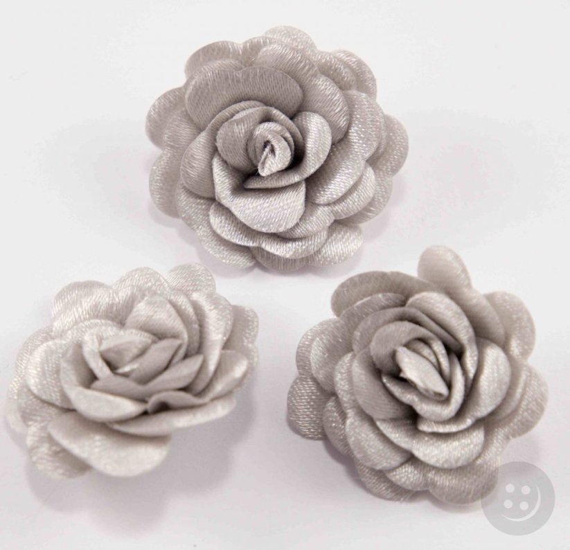 Sew-on satin flower - light grey - diameter 3 cm