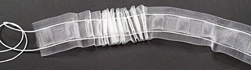 Záclonová stuha s tuškovým riasením-biela - šírka 2,9 cm