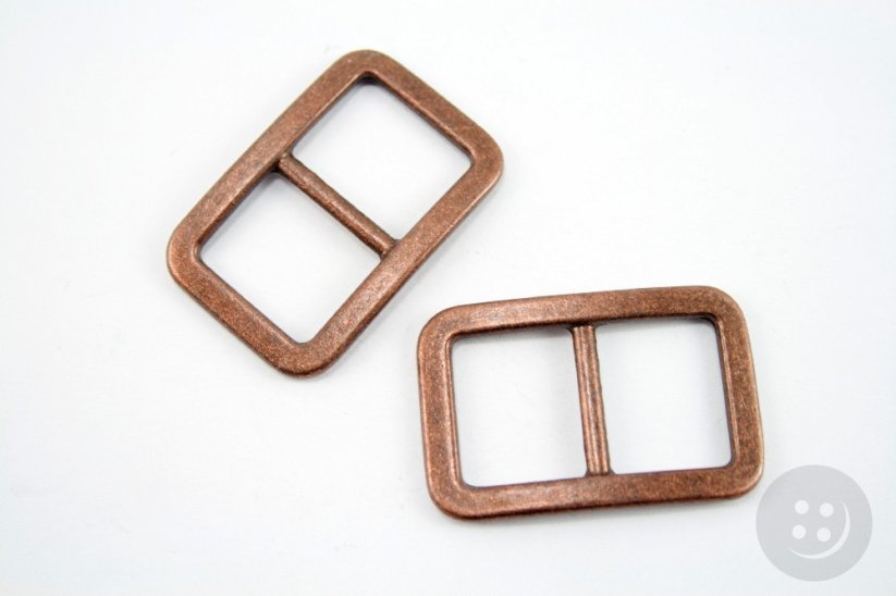 Metal clothing buckle - matte antique copper - pulling hole width 2 cm