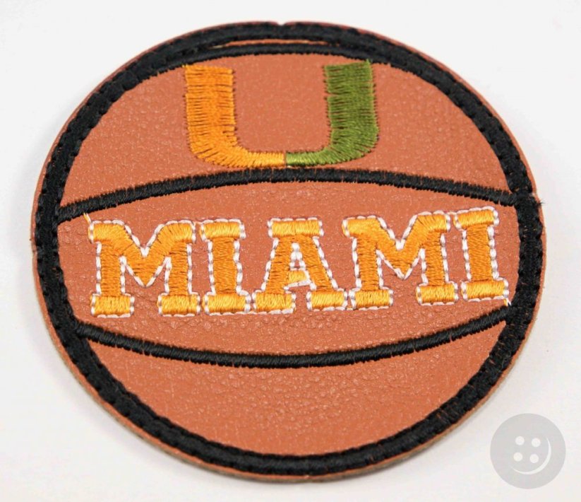 Iron-on patch - basketball MIAMI - diameter 5.5 cm - cinnamon