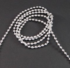 Korálky na provázku v metráži - stříbrná - průměr 0,3 cm