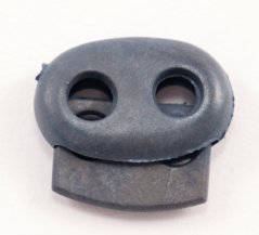 Plastic flat cord lock - gray blue - pulling hole diameter 0.5 cm