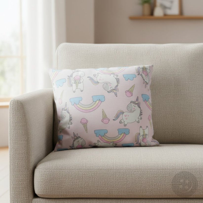 Polštářek plněný BIO pohankovými slupkami - Jednorožci - rozměr 35 cm x 28 cm