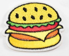 Nažehlovací záplata - cheeseburger - rozměr 4 cm x 5 cm