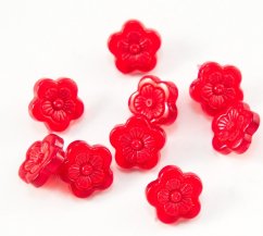 Blumenknopf - Annähen von unten  - rot - Durchmesser 1,5 cm