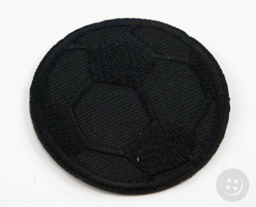 Nažehľovacia záplata - futbalová lopta - 6 cm - čierna