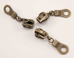 Slider for plastic spiral zipper - with decoration - old metal - size 5