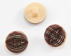 Knoflík se spodním přišitím - melírovaný s ozdobným reliéfem -  průměr 1,5 cm