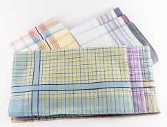 Sada pánských kapesníků s barevným středem z česané bavlny (extra jemné) - 6 ks