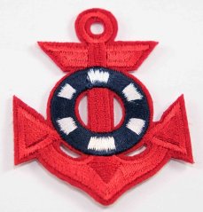 Iron-on patch - anchor - dimensions 6 cm x 5,7 cm - red
