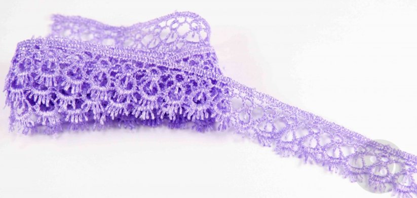 Guipure lace trim - purple - width 1,8 cm