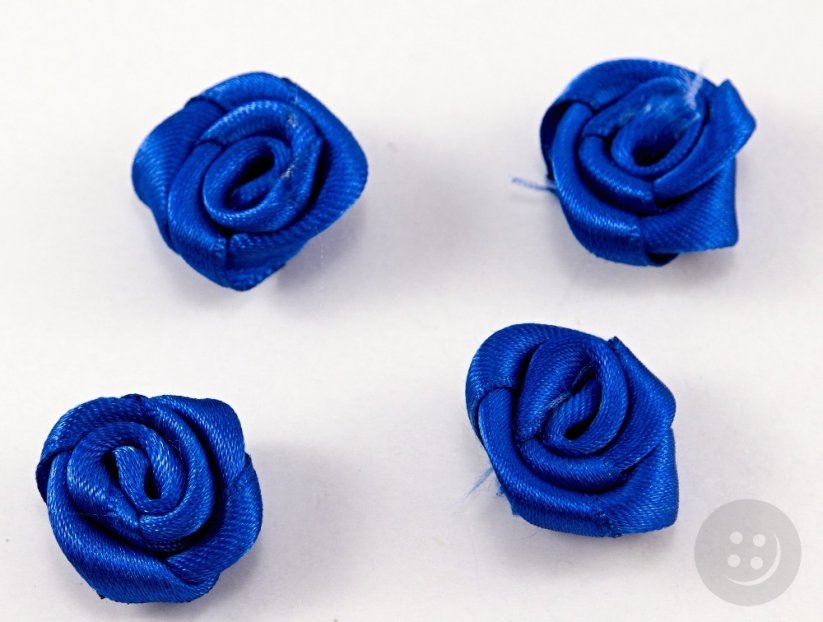 Našívacia saténova kytička - modrá - priemer 1,5 cm