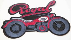 Nažehlovací záplata - motorka Royal - červená - rozměr 10 cm x 7 cm