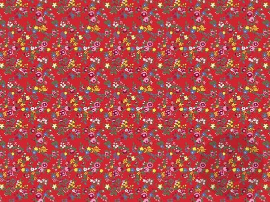 Cotton canvas - colorful flowers on a red background