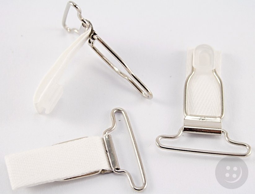 Metal garter clip - white - pulling hole width 3 cm