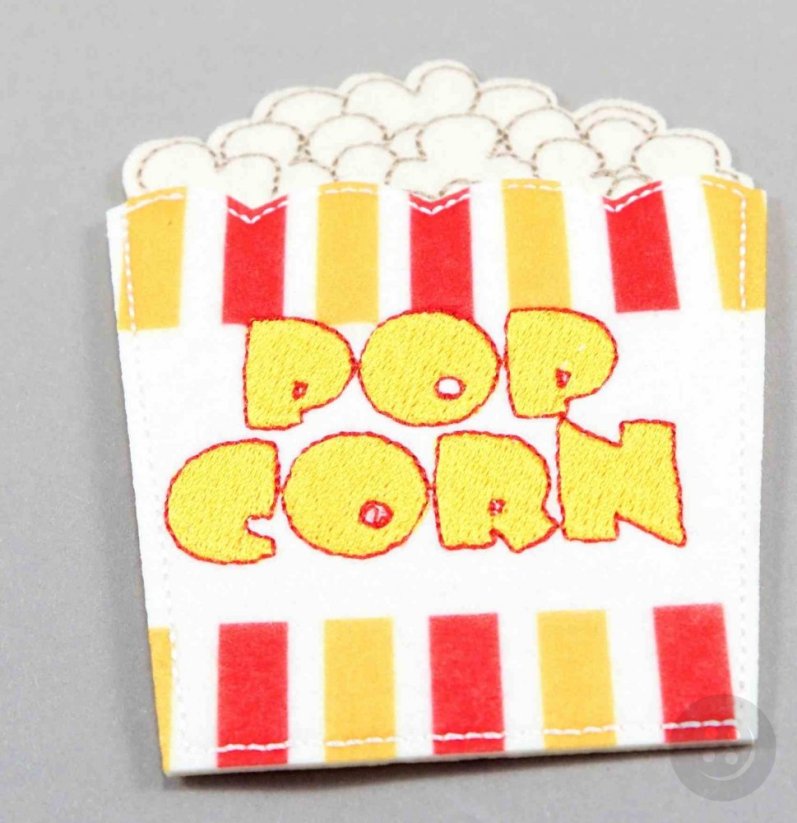 Iron-on patch - popcorn - dimensions 9,5 cm x 8 cm