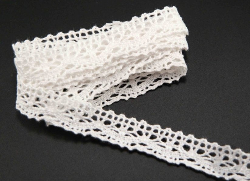 Bavlněná paličkovaná krajka - s hadovkou - lomená bílá - šířka 1,7 cm