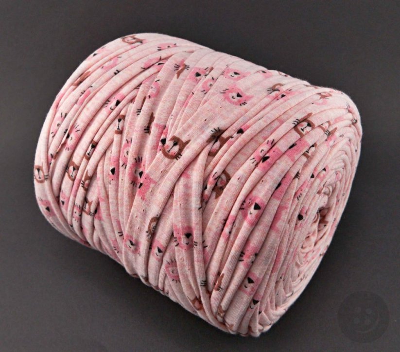 Cotton Spaghetti yarn - pink with animals - 1000g