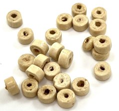 Wooden bead in the shape of a roller - natural - package contents 25 pcs