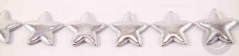 Saténové hvězdičky v metráži - stříbrná - šířka 2,5 cm