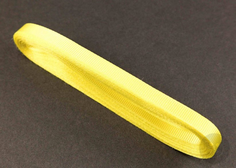 Luxury satin grosgrain ribbon - lemon yellow - width 1 cm