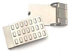 Luxuriöse Gürtelschnalle aus Metall, dunkles Silber, Durchlass 4 cm