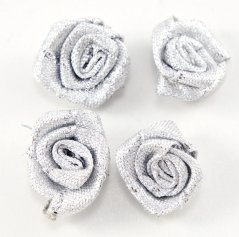 Našívací kytička - stříbrná - průměr 1,5 cm