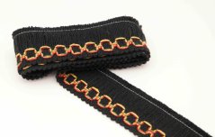 Třásně s indiánským vyšíváním - černé - šíře 3 cm