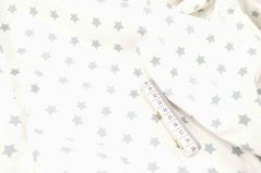 Baumwollstoff  - graue Sterne auf weißem Hintergrund - Breite 140 cm