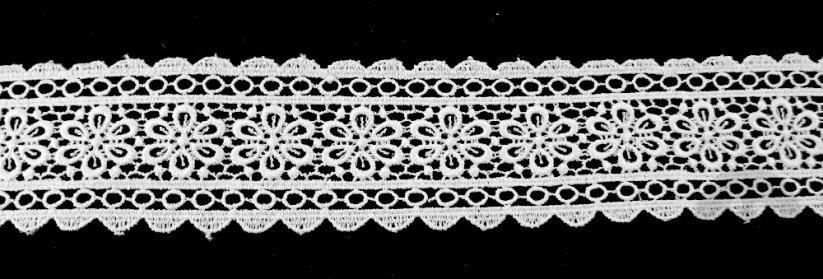 Bavlněná paličkovaná krajka - bílá - šířka 6 cm
