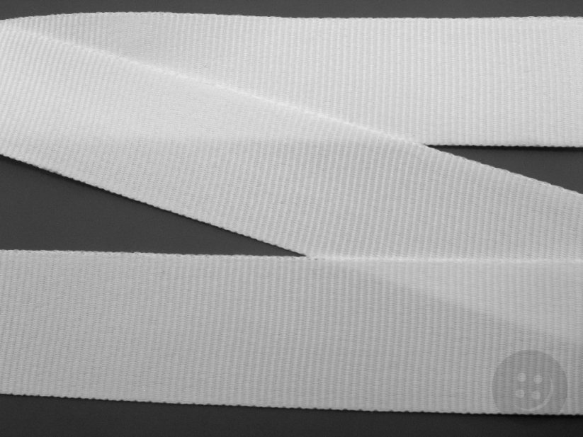 Rypsová stuha tuhá - bílá - šířka 1,5 cm