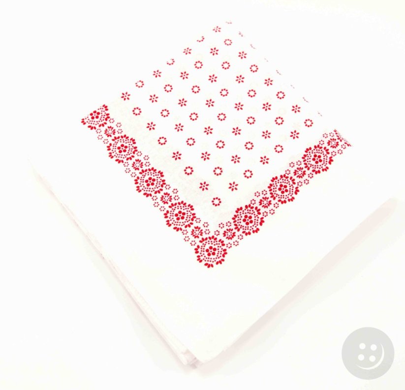 Baumwollschal - rote Blumen auf weiß - Größe 70 cm x 70 cm
