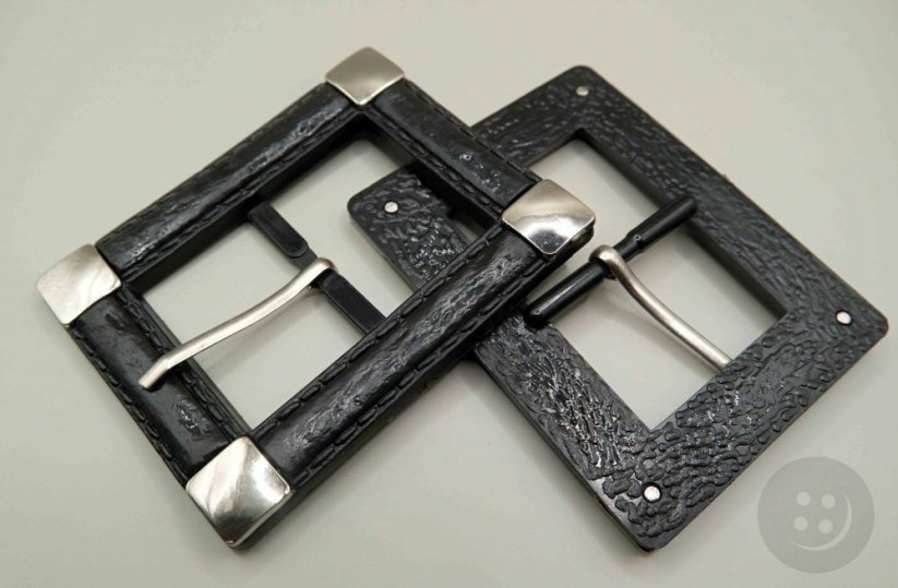 Rectangular plastic tape clip with pin - black - hole 3.8 cm