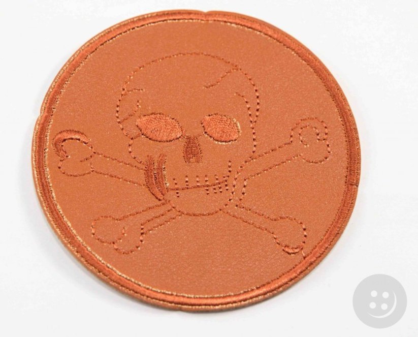 Iron-on patch - skull - diameter 8.5 cm - cinnamon