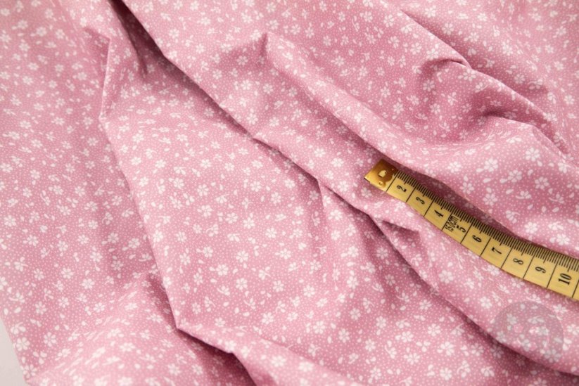 Bavlnené plátno - biele kvietky na ružovom podklade - šírka 160 cm